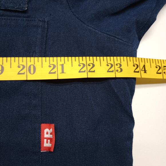 Men Flame Resistant FR Long Utility Coverall Blue - Picture 4 of 15